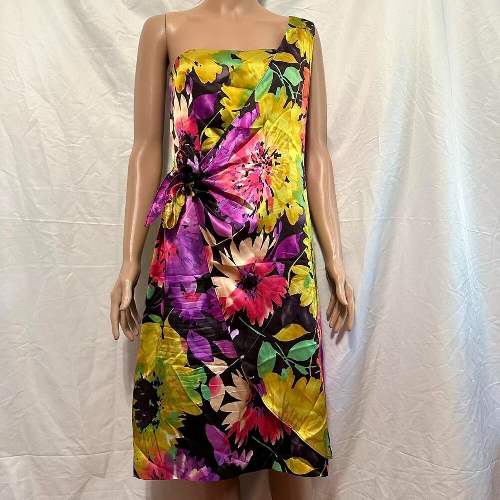 The Limited silk floral one shoulder wrap dress. Fully lined. Size 12.